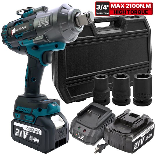 iMeshbean Brushless Cordless 3/4” High Torque Electric Impact Wrench 1549Ft-lbs(2100Nm)