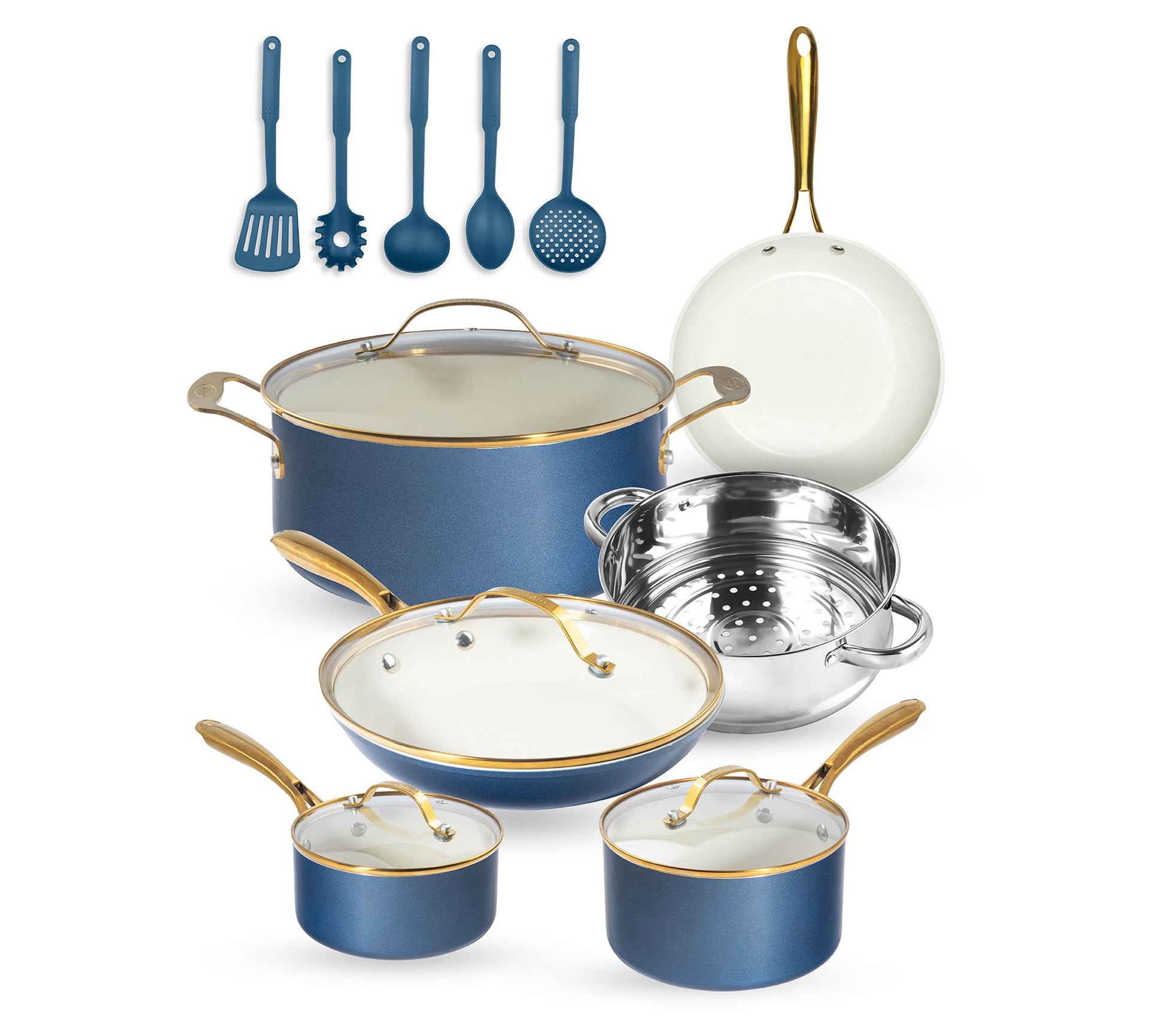 Gotham Steel Navy 15 Piece Nonstick Cookware &Utensil Set