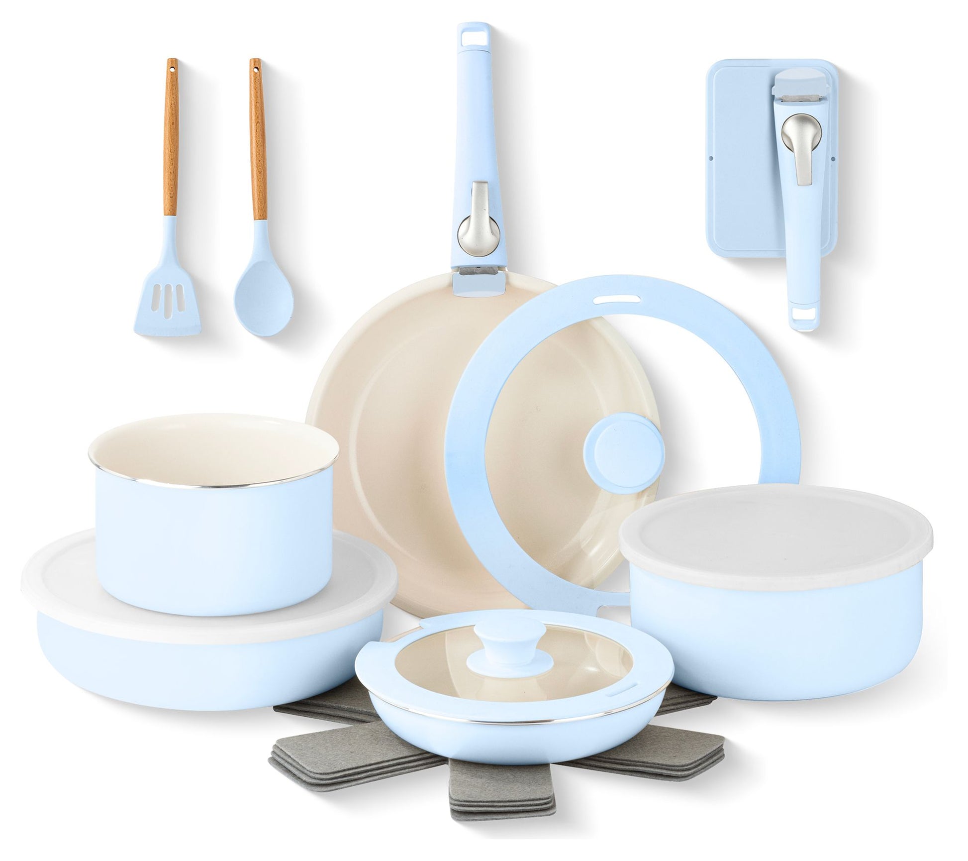 Gotham Steel 18 Piece Nonstick Detachable Handle Cookware Set