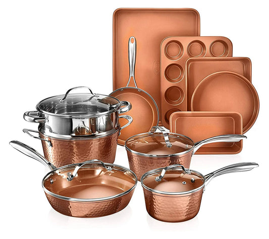 Gotham Steel Hammered 15 Piece Nonstick Cookware Bakeware Set