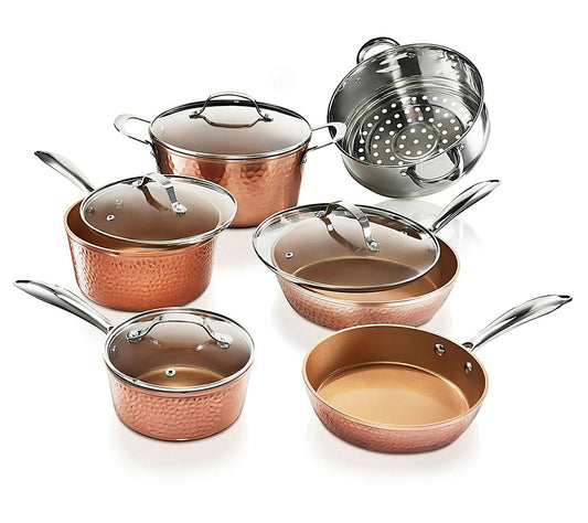 Gotham Steel Hammered 10 Piece Nonstick CeramicCookware Set