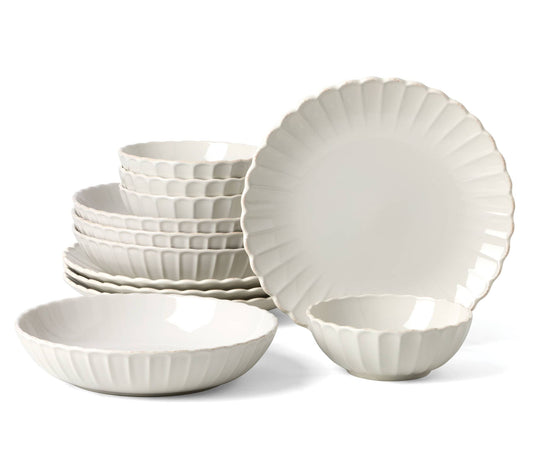 Lenox French Perle Scallop White 12-Piece Dinnerware Set