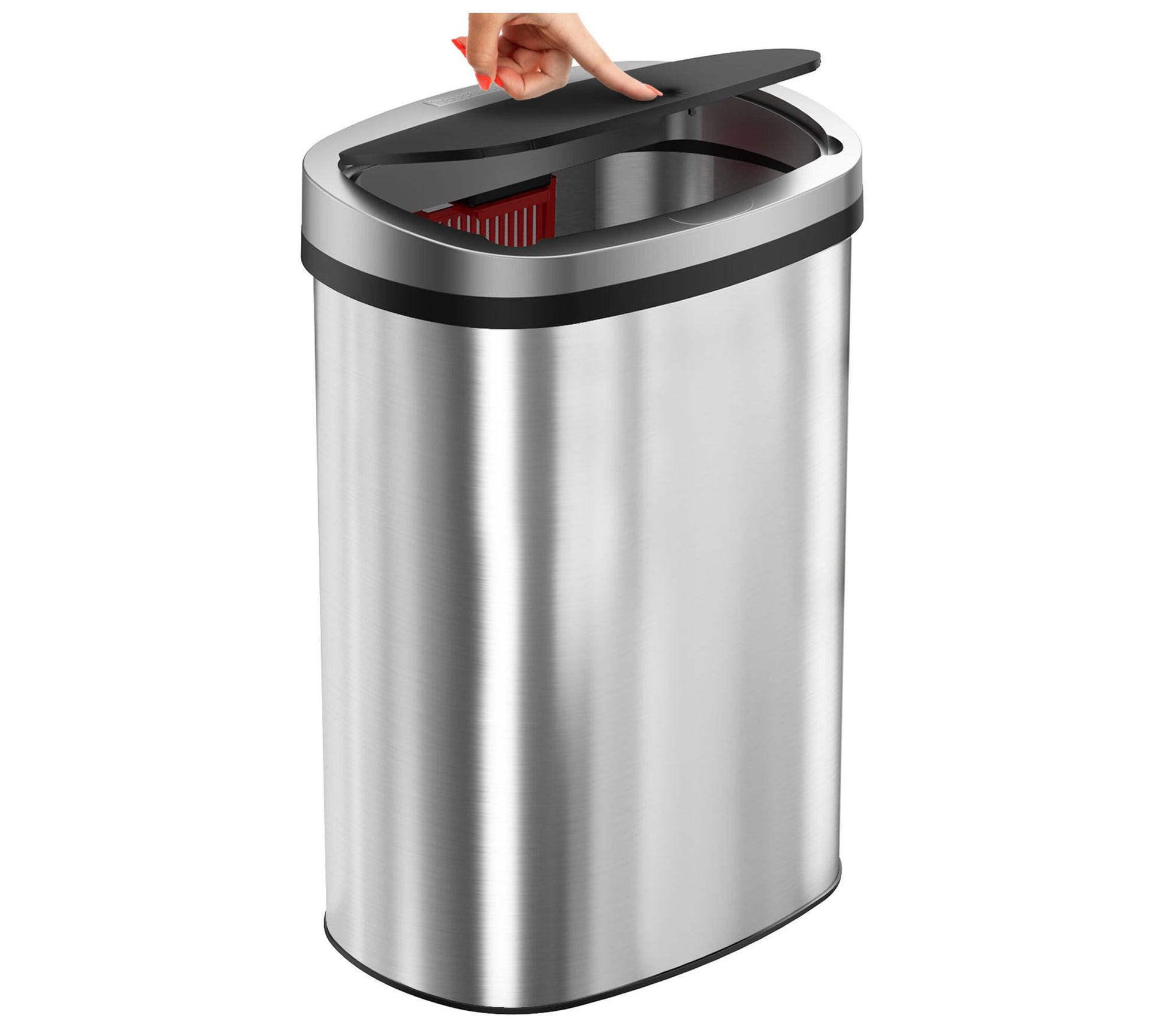 iTouchless 13-Gallon Stainless Steel Push TrashCan with Lid