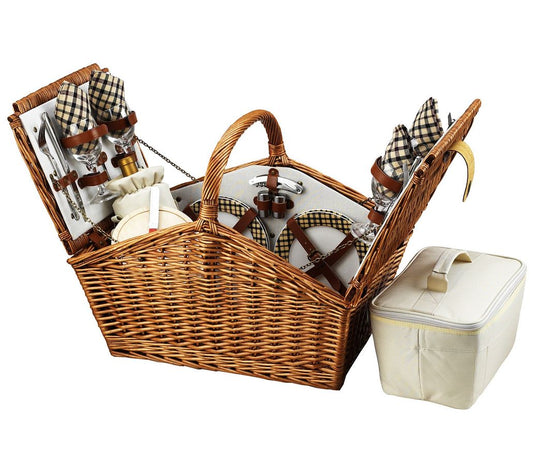 Picnic at Ascot Huntsman English-Style Picnic Basket for 4