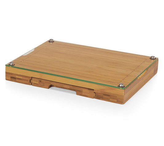 Picnic Time Glass Top Cheese Cutting Board & Tools Set