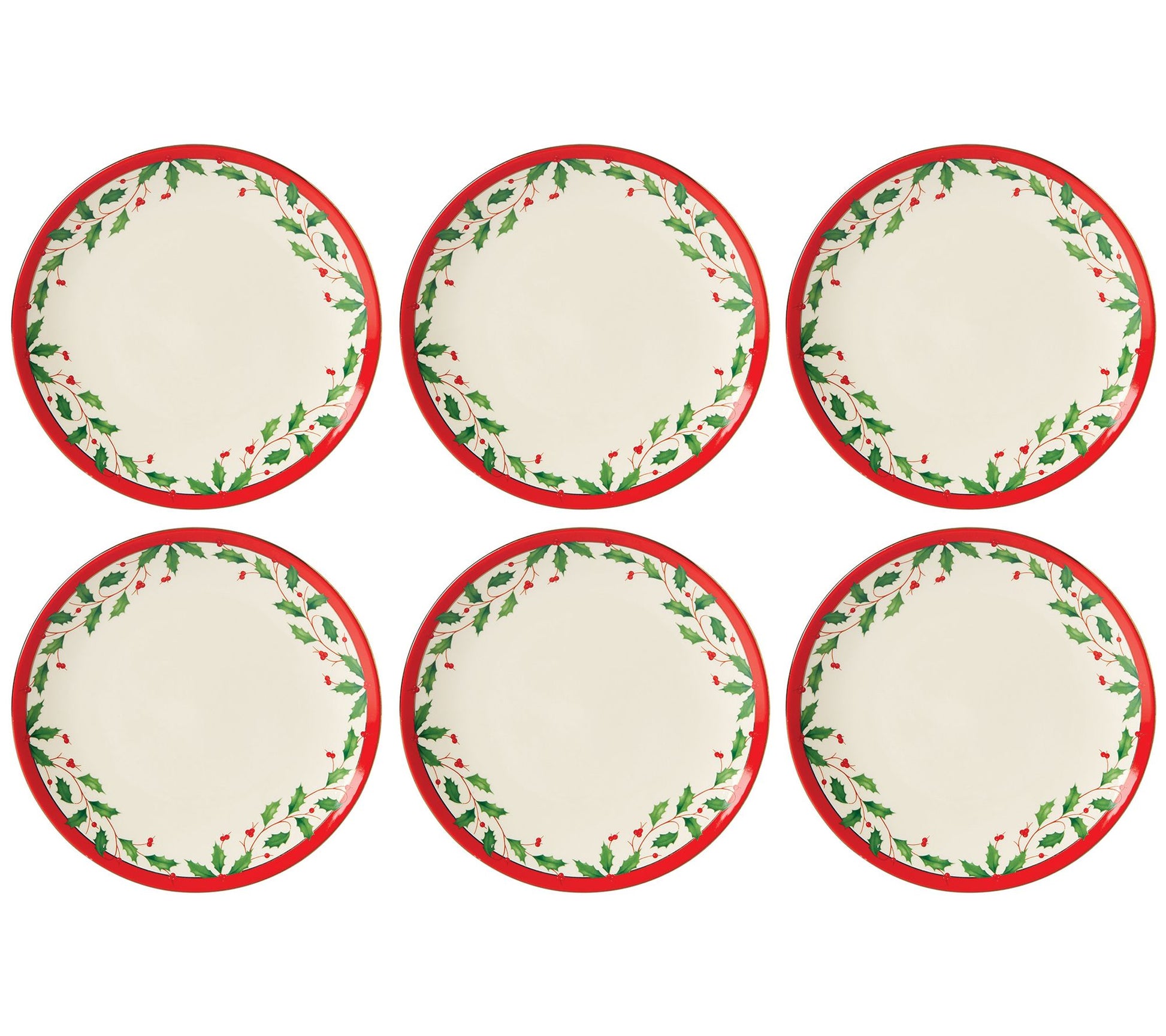 LENOX 6 Piece Holiday Accent Plate Set