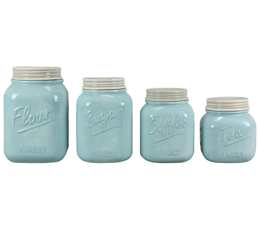 Young's Inc. Ceramic Mason Jar Shaped Canisters