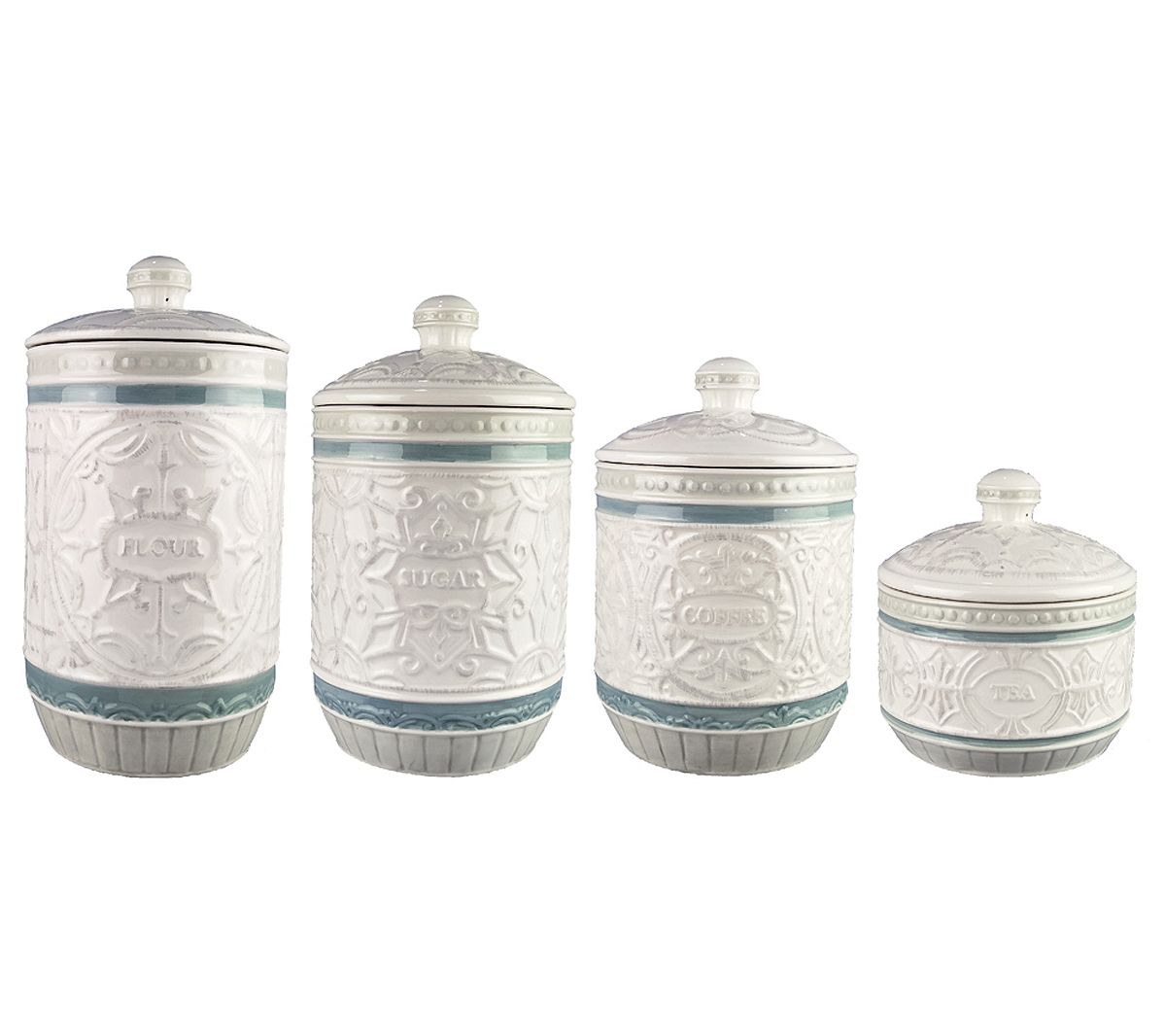 Young's Inc. Set of 4 Ceramic Casual Provincial Canisters