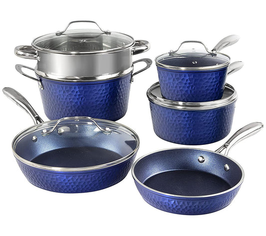 Granitestone Blue Hammered 10-Piece Nonstick Co okware Set
