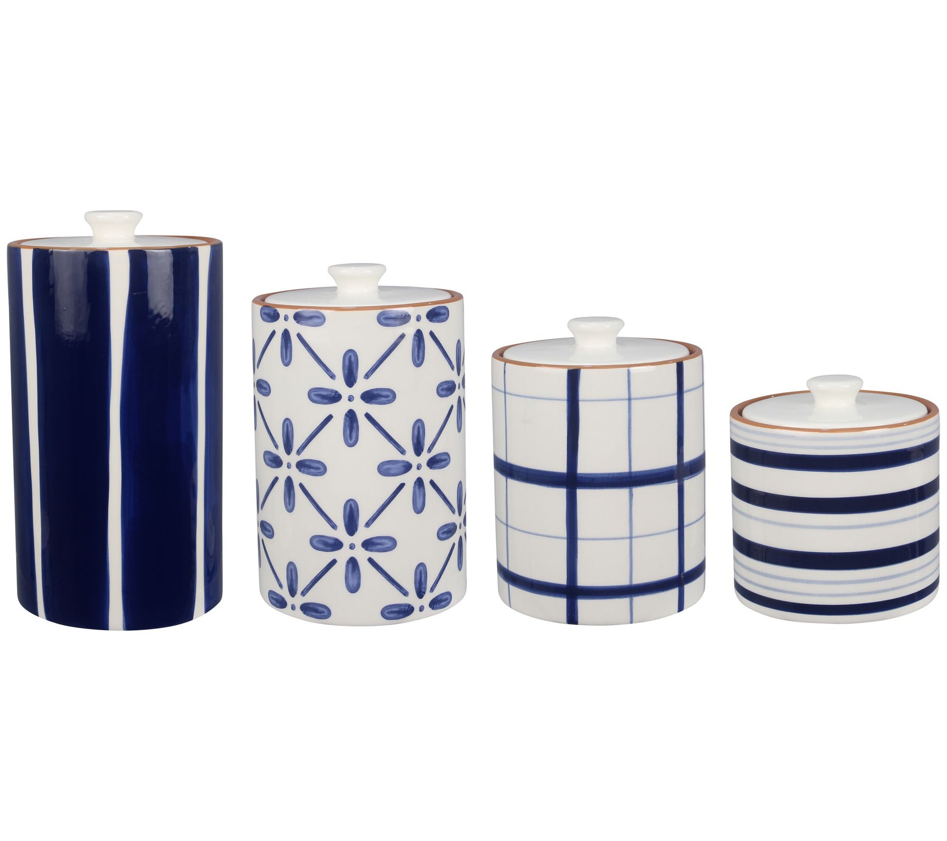 Young's Inc. 4-Piece Ceramic Blue and White Can ister Set