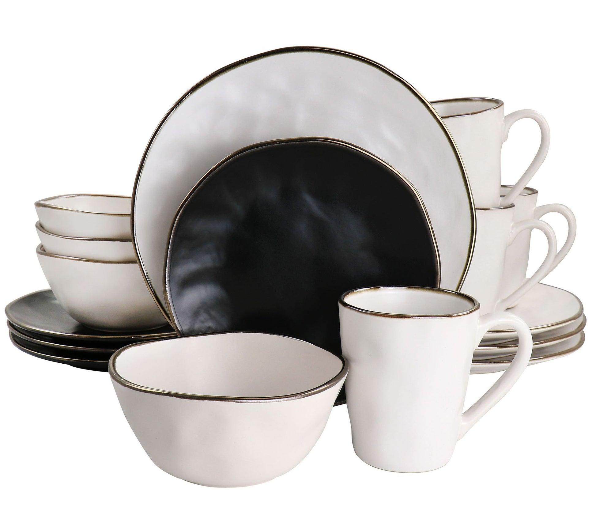 Elama Roman 16-pc Stoneware Dinnerware Set in Assorted Matte