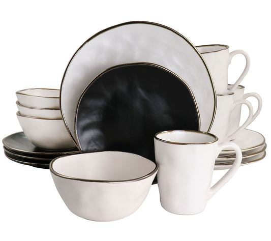 Elama Roman 16-pc Stoneware Dinnerware Set in Assorted Matte