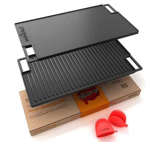 Nutrichef Reversible Cast Iron Griddle Grill Pan