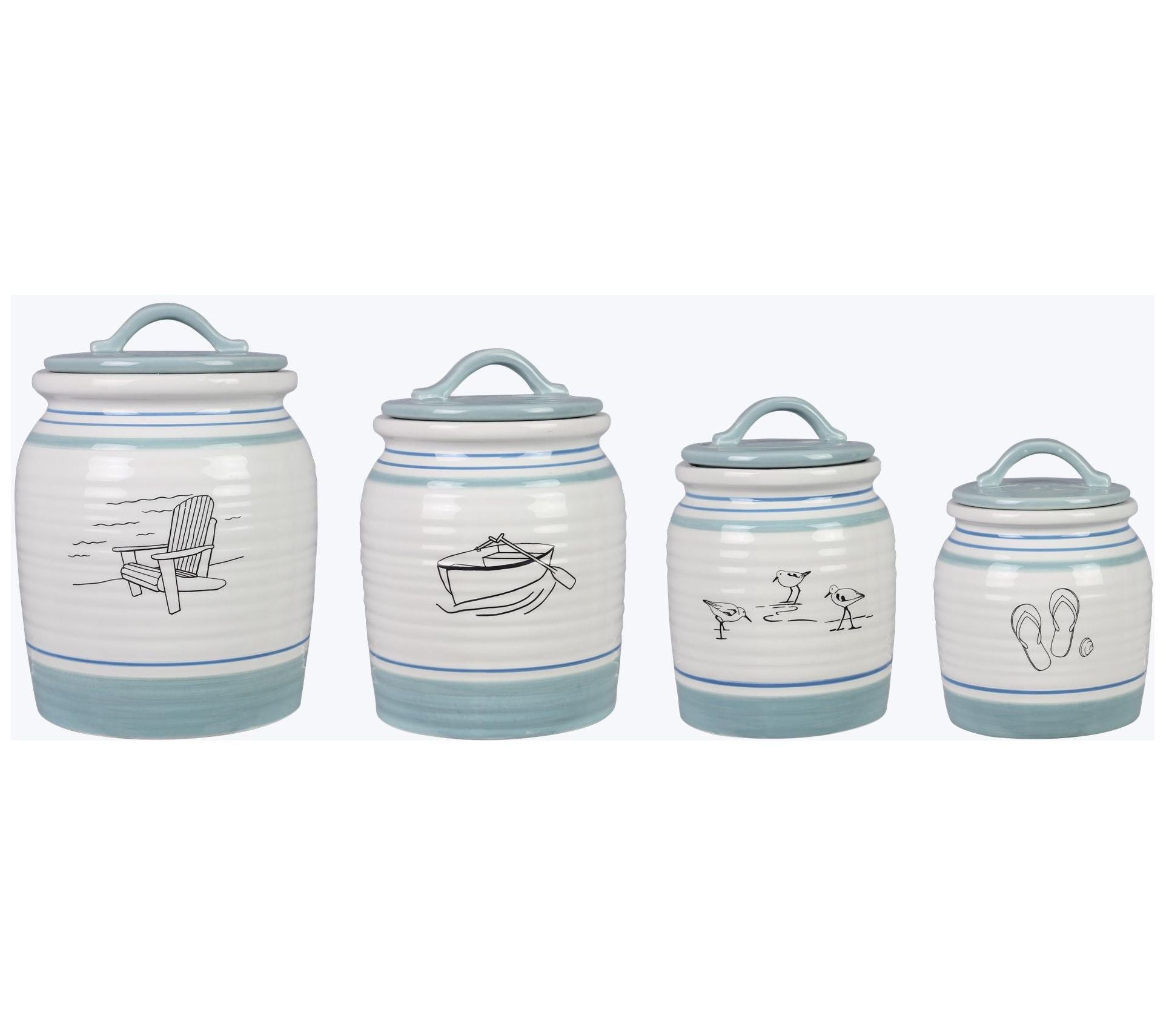 Young's Inc Set of 4 Ceramic Lake Cabin Canisters