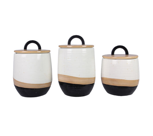 Young's Inc Set of 3 Ceramic Country Canisters
