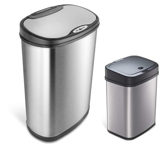 Nine Stars 13-Gallon & 3-Gallon Stainless SteelTrash Can Set