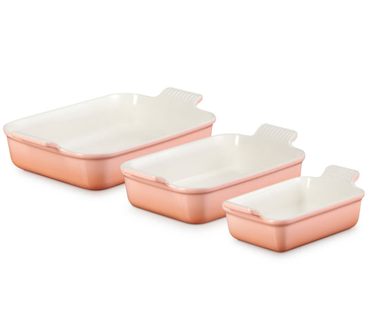 Le Creuset Set of (3) Heritage Rectangular Baking Dishes
