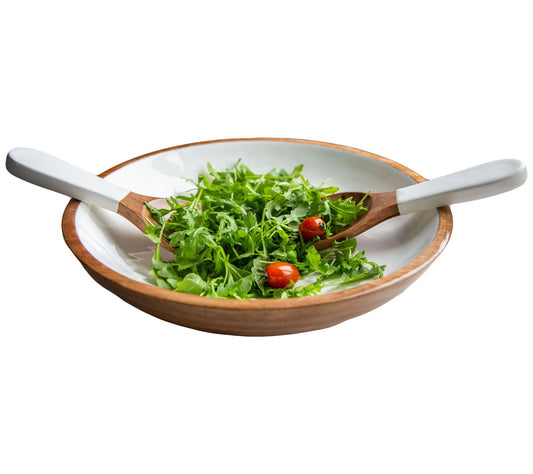 Jeanne Fitz Wood + White Collection Large Salad Bowl & Servers