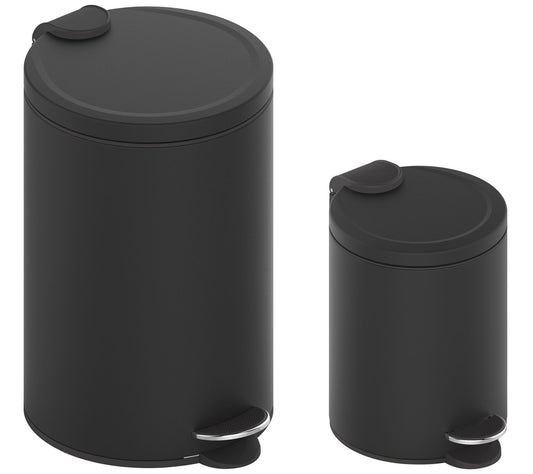 Mega Casa 2-Piece 3.2-Gal & 0.8-Gal Round Metal  Trash Can Set