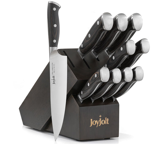 JoyJolt High Carbon Steel 11-Piece Assorted Knife Block Set