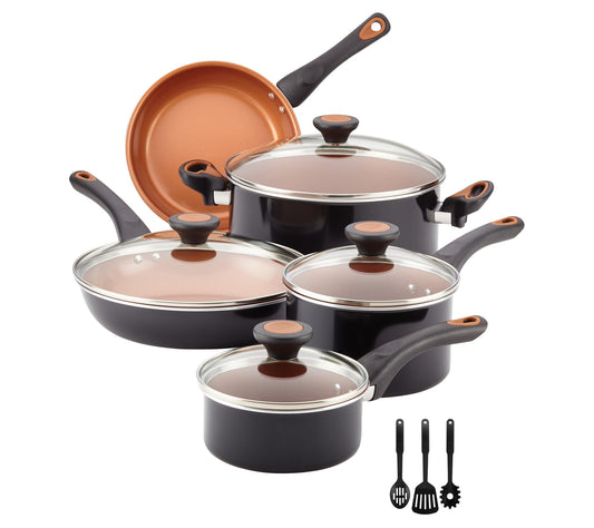 Farberware Glide Copper Ceramic Nonstick Cookware, 12-Piece