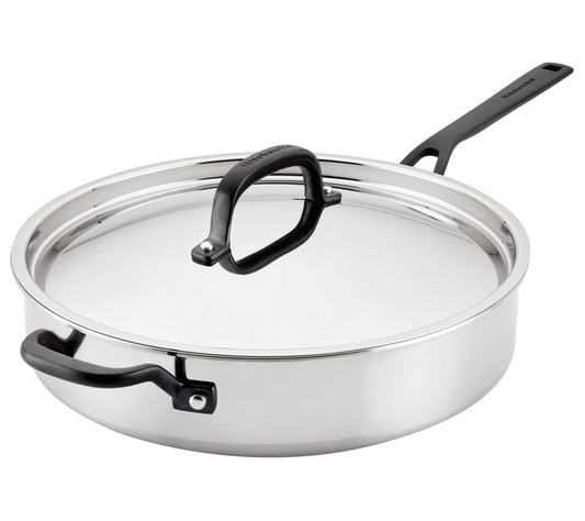 KitchenAid Stainless Steel Induction Saute Panwith Lid, 5qt