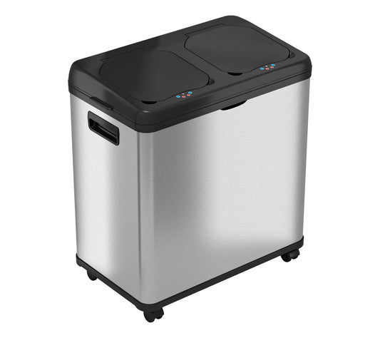 iTouchless 16G Dual Sensor Trash Can & RecycleBin with Wheels