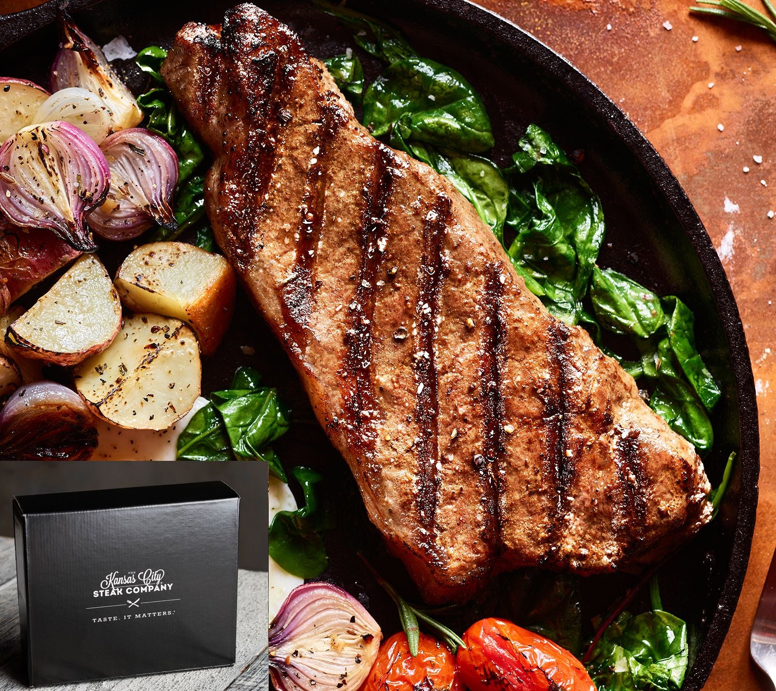 Kansas City Steak Co (4) 12-oz KC Strip Steak sin Gift Box