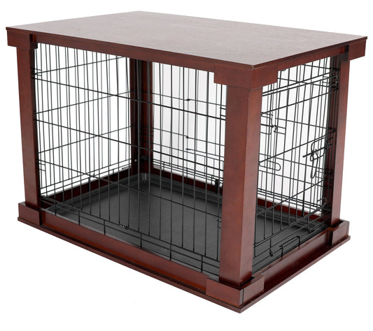 Pet Cage with Crate Cover, Mahogany, Large
