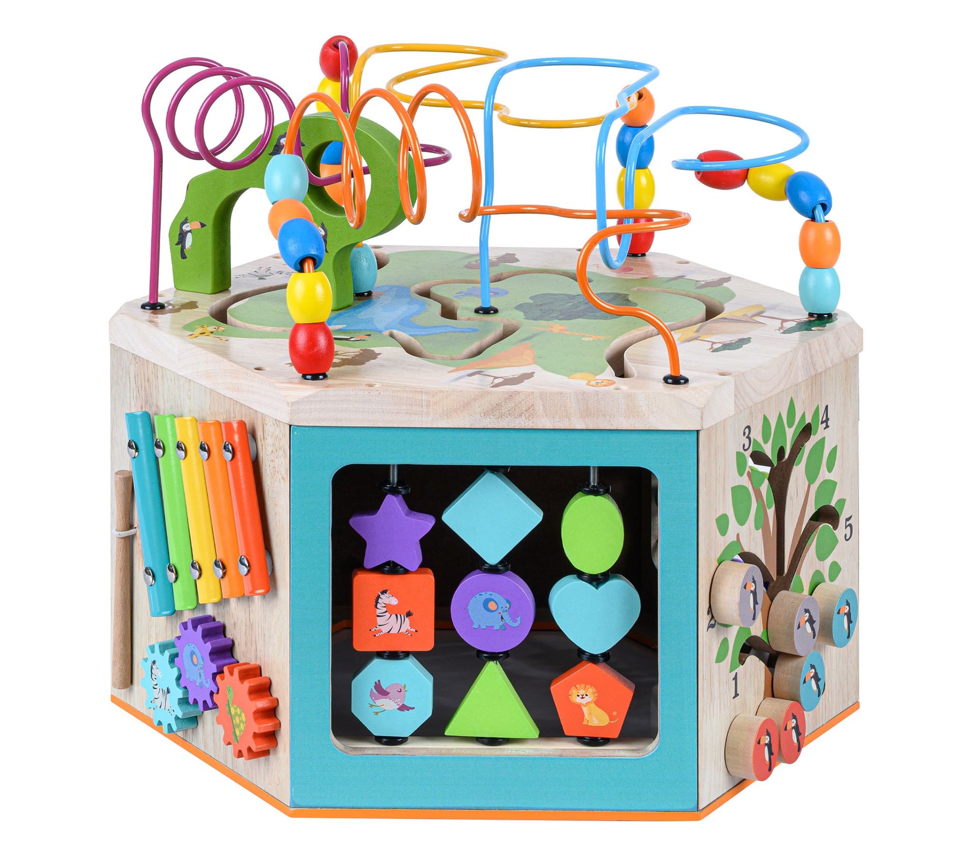 Teamson Kids Preschool Wooden Activity Learning7-side Cube