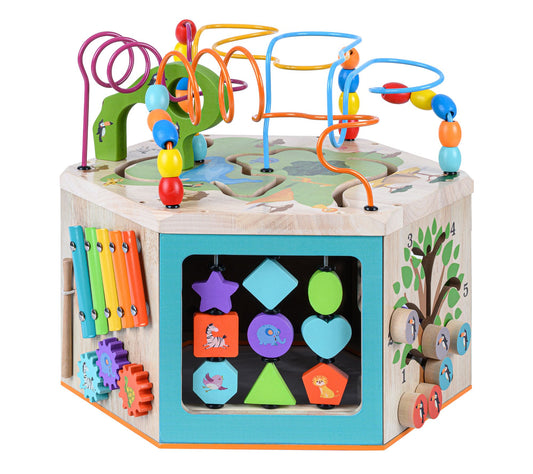 Teamson Kids Preschool Wooden Activity Learning7-side Cube