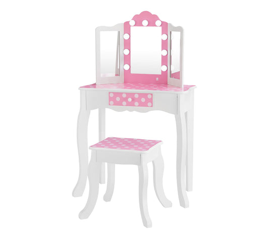 Teamson Kids Gisele Polka Dot Kids Vanity Tableand Stool