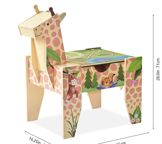 Teamson Kids Jungle Giraffe 2-in-1 Wooden Activity Table