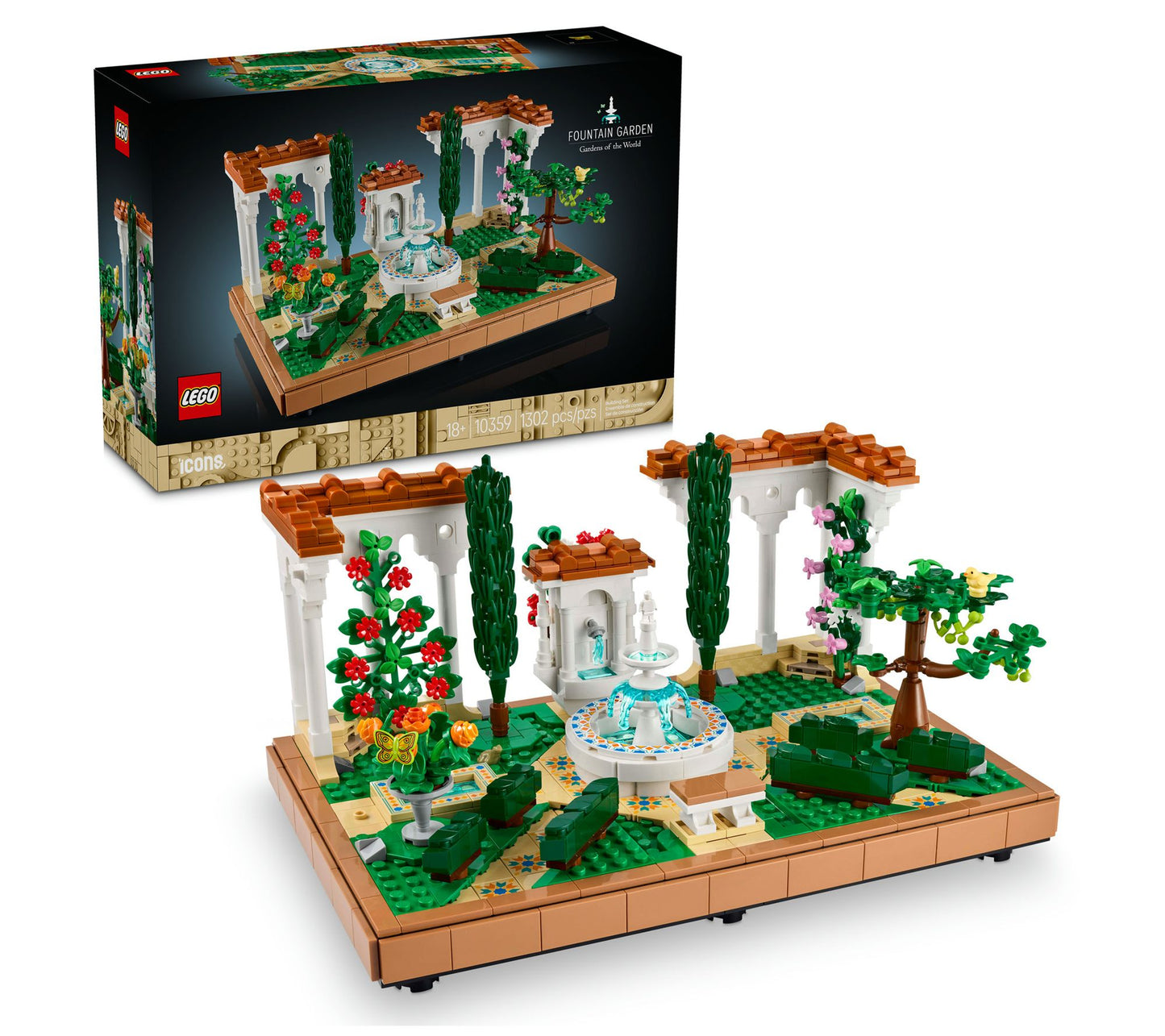 LEGO Icons Fountain Garden Display, Home and Office Decor Buil