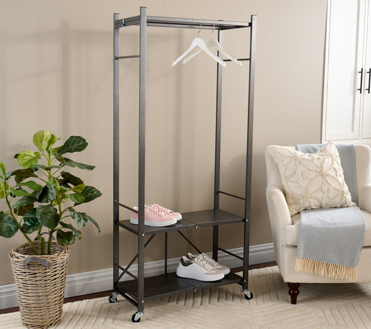 Pop-It Collapsible Hanging Rack with Shelves